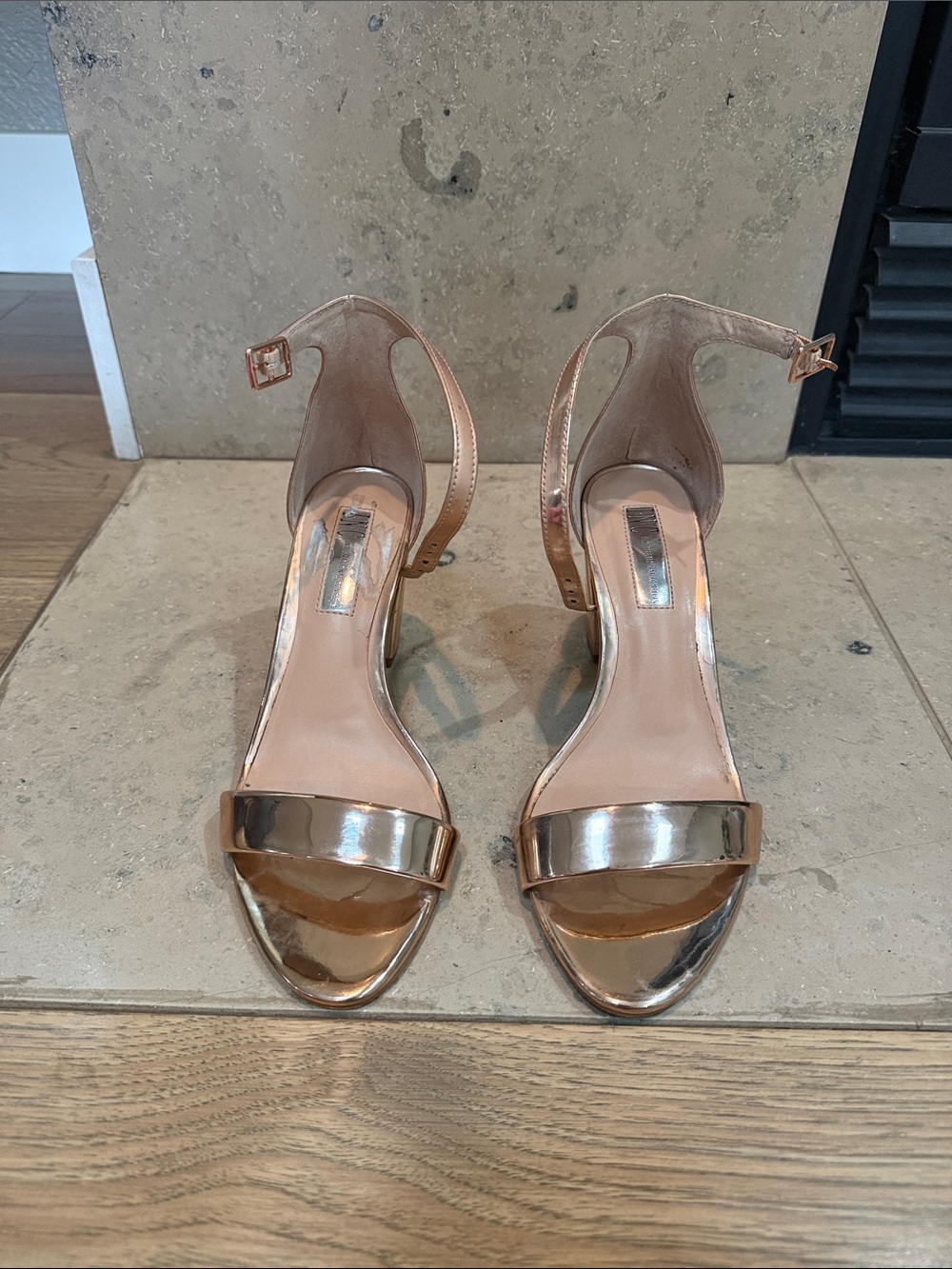 INC International Concepts Rose Gold Open-Toe Ankle-Strap Heels